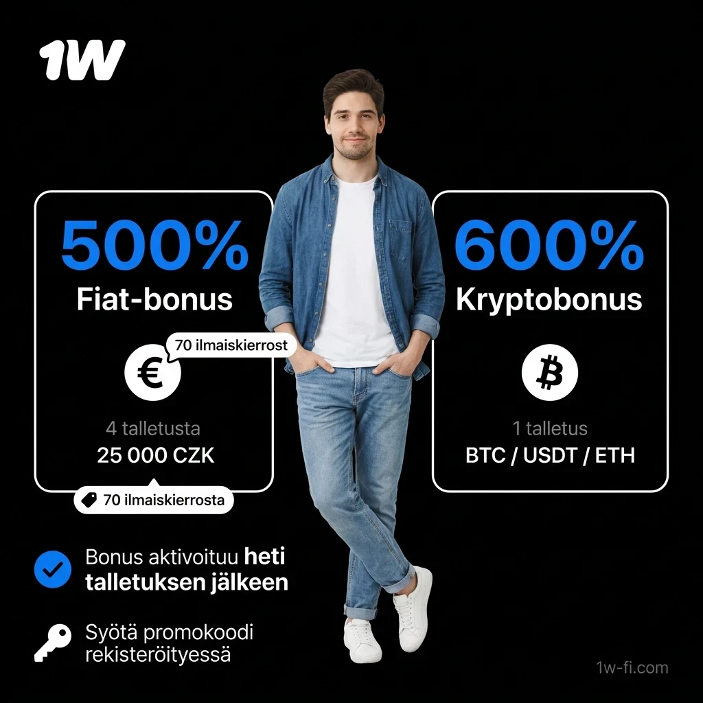 Lunasta 1w tervetuliaisbonus lataamalla mobiilisovellus ja aloita pelaaminen heti.