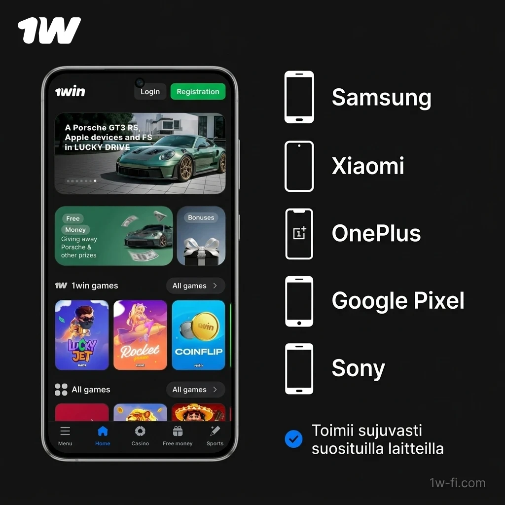 Tarkista yhteensopivat Android-laitteet ja lataa 1w mobiilisovellus heti.