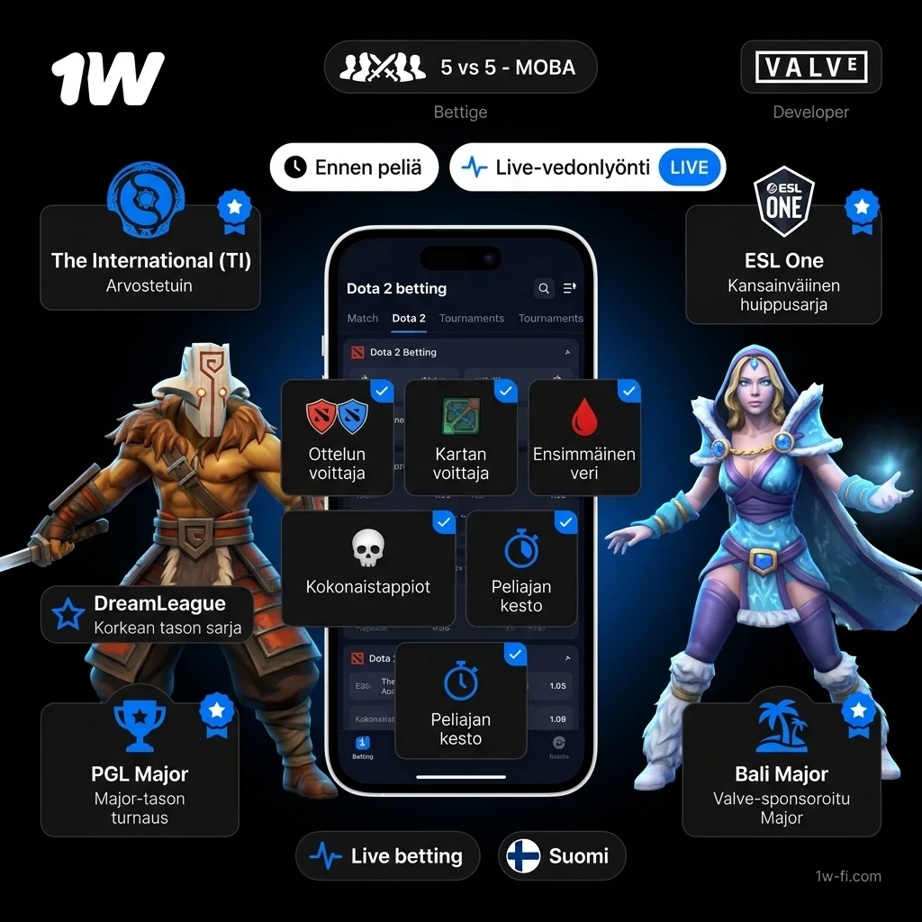 Lyö vetoa Dota 2 otteluista 1w Esports Vedonlyönti sivustolla heti.