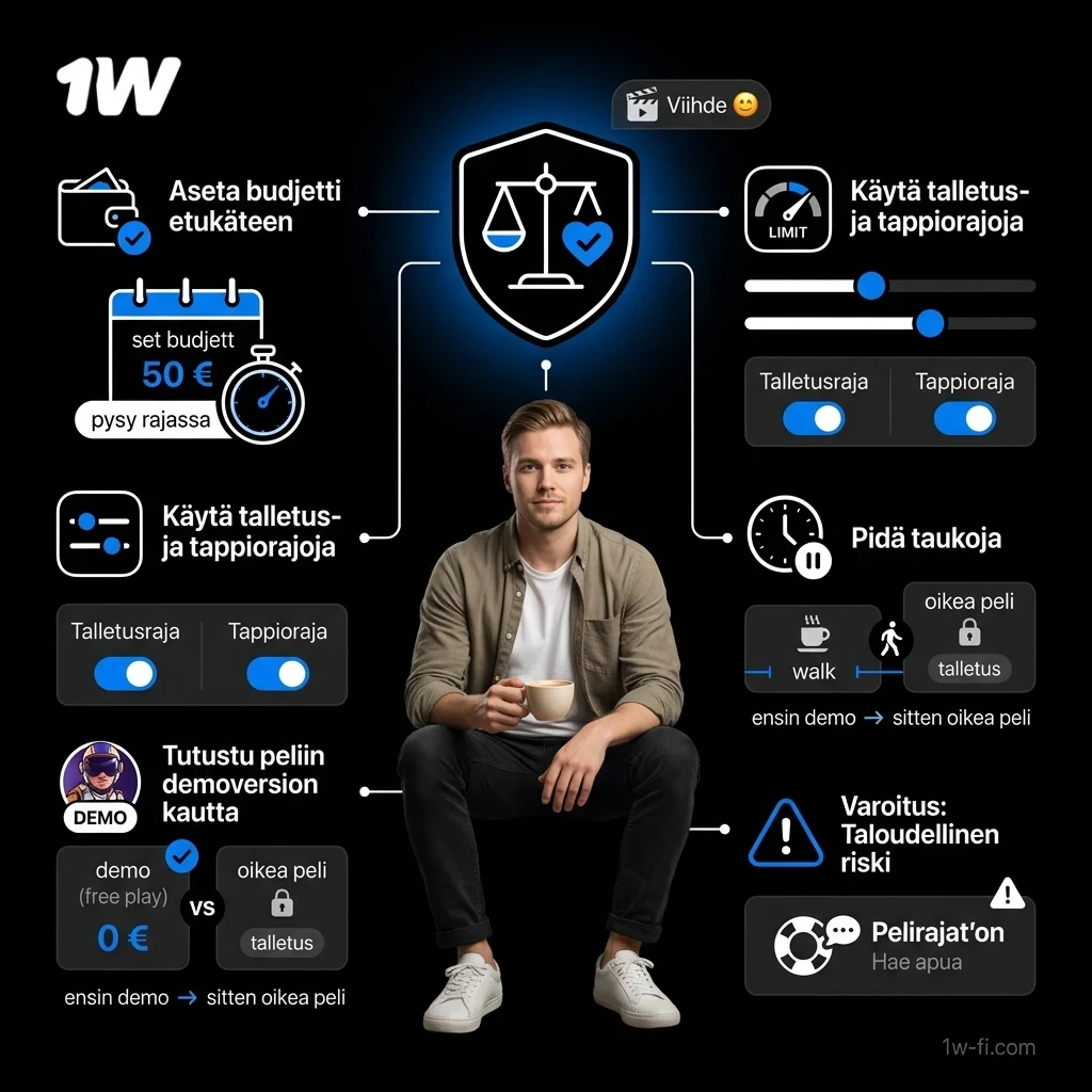 Pelaa 1w Lucky Jet -peliä vastuullisesti ja opi hallitsemaan pelaamiseen liittyviä riskejä turvallisesti.