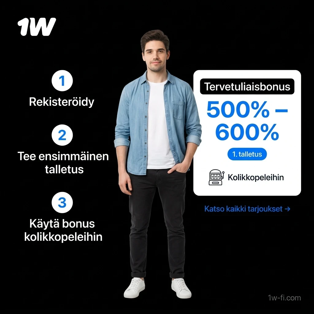 Hyödynnä antelias 1w Kolikkopeli -tervetuliaisbonus ja aloita pelit suuremmalla pelikassalla heti.