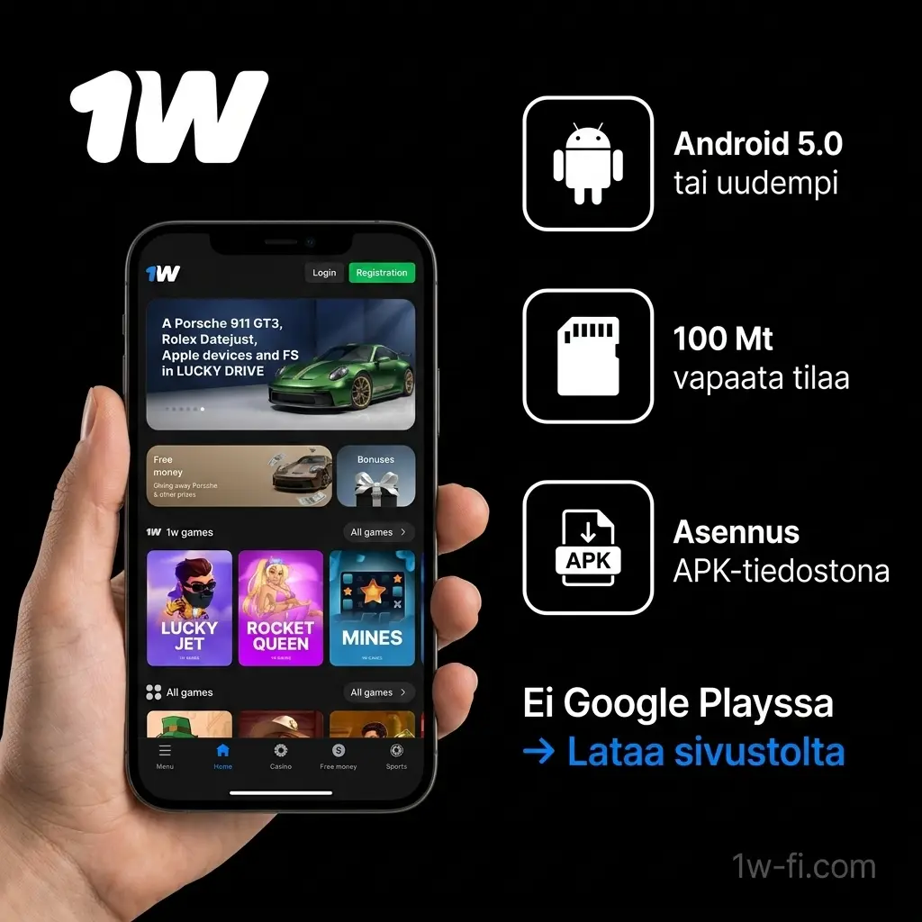1w Android-sovelluksen asennus APK-tiedostona Android 5.0 -laitteille