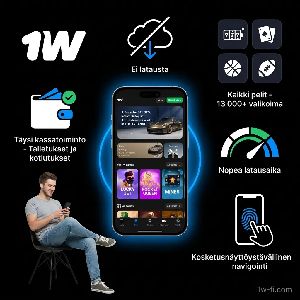 1w mobiilisivusto optimoitu älypuhelimille ja tableteille – pelaa selaimessa ilman latausta