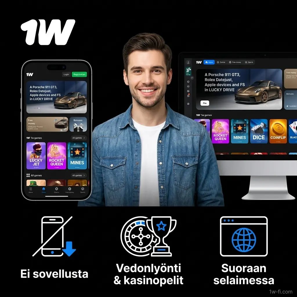 1w mobiilisivusto älypuhelimella – vedonlyönti ja kasinopelit selaimessa ilman sovellusta