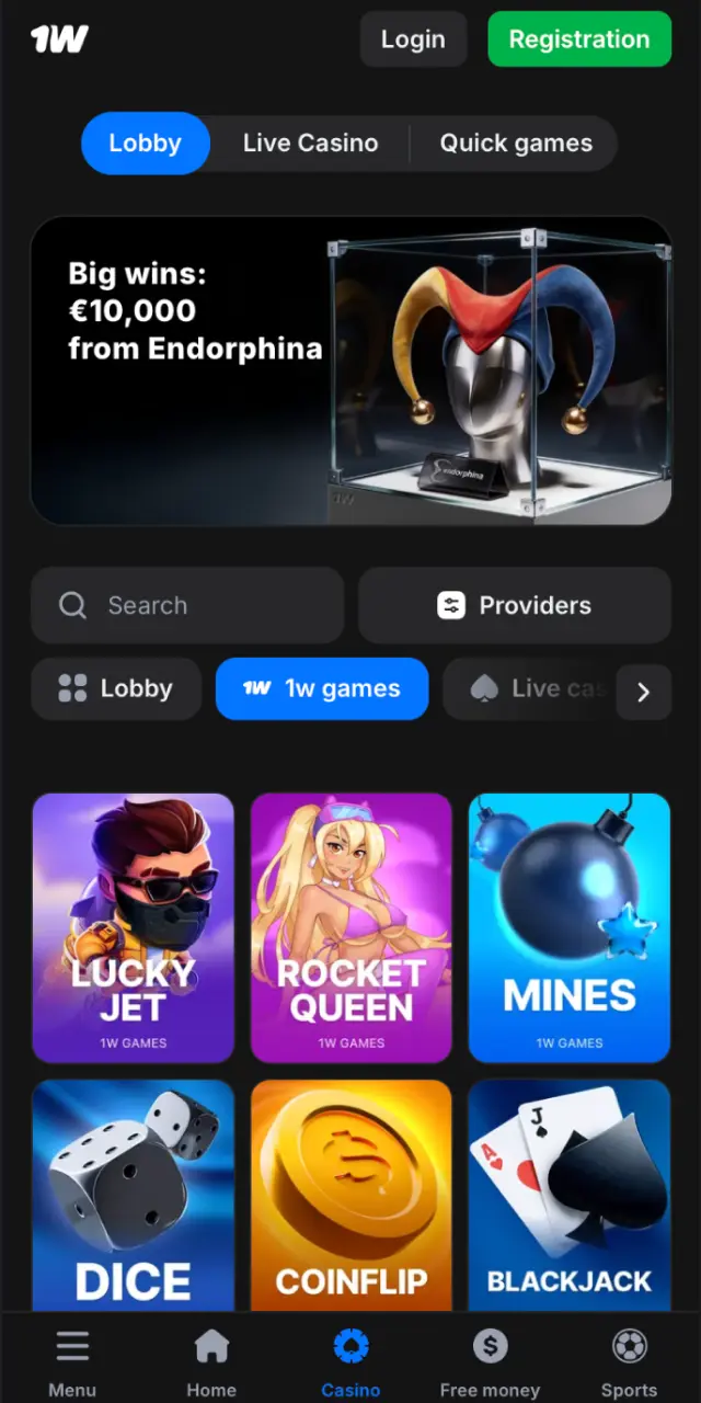 Avaa asennettu 1w-sovellus Androidilla tai iOS PWA:lla Suomessa kirjautumista varten.