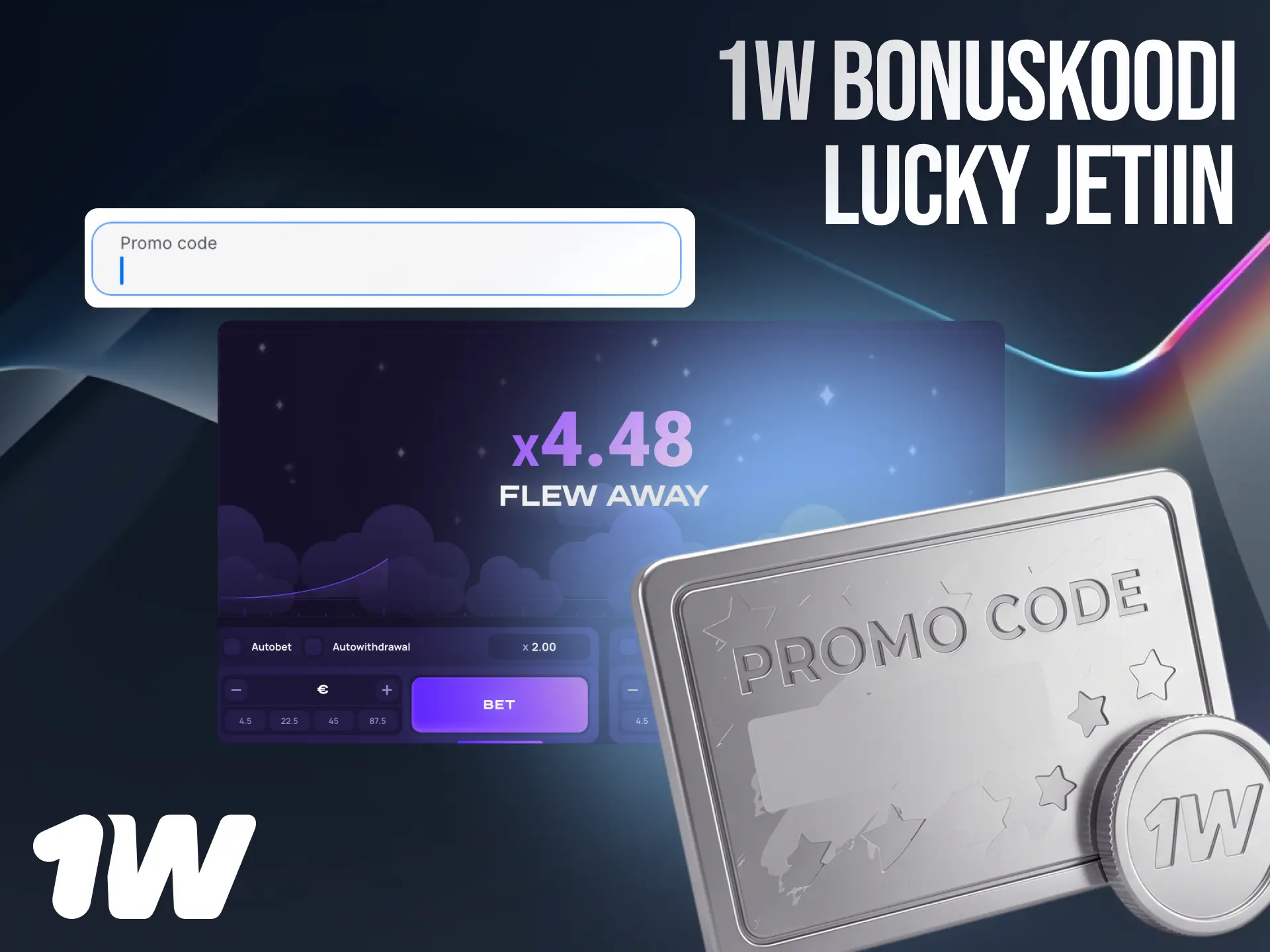 1w bonuskoodi Lucky Jetiin Suomessa bonusten ja ilmaiskierrosten lunastamiseen.