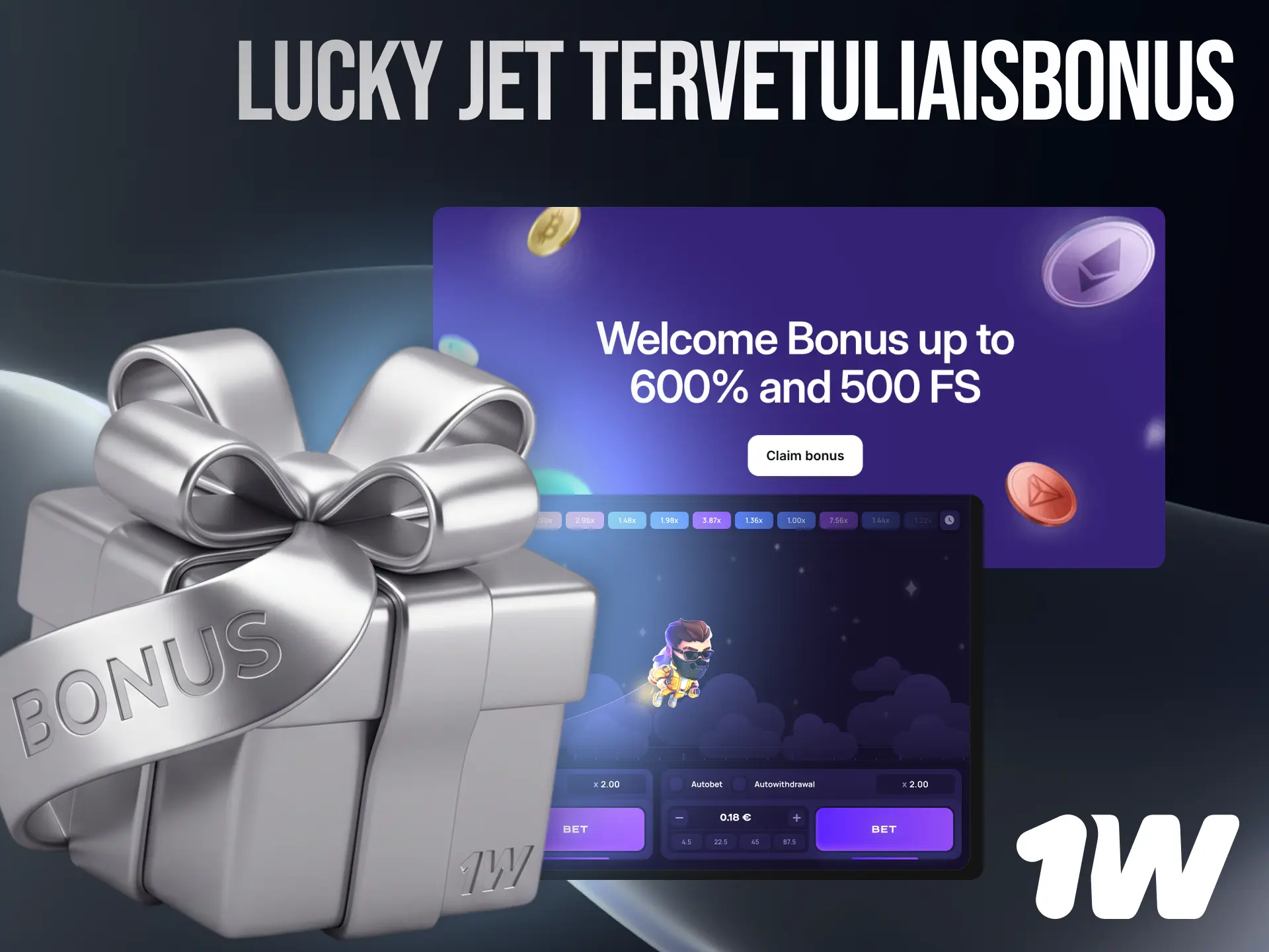 1w Lucky Jet tervetuliaisbonus Suomessa jopa 600 % bonuksella ja ilmaiskierroksilla uusille pelaajille.