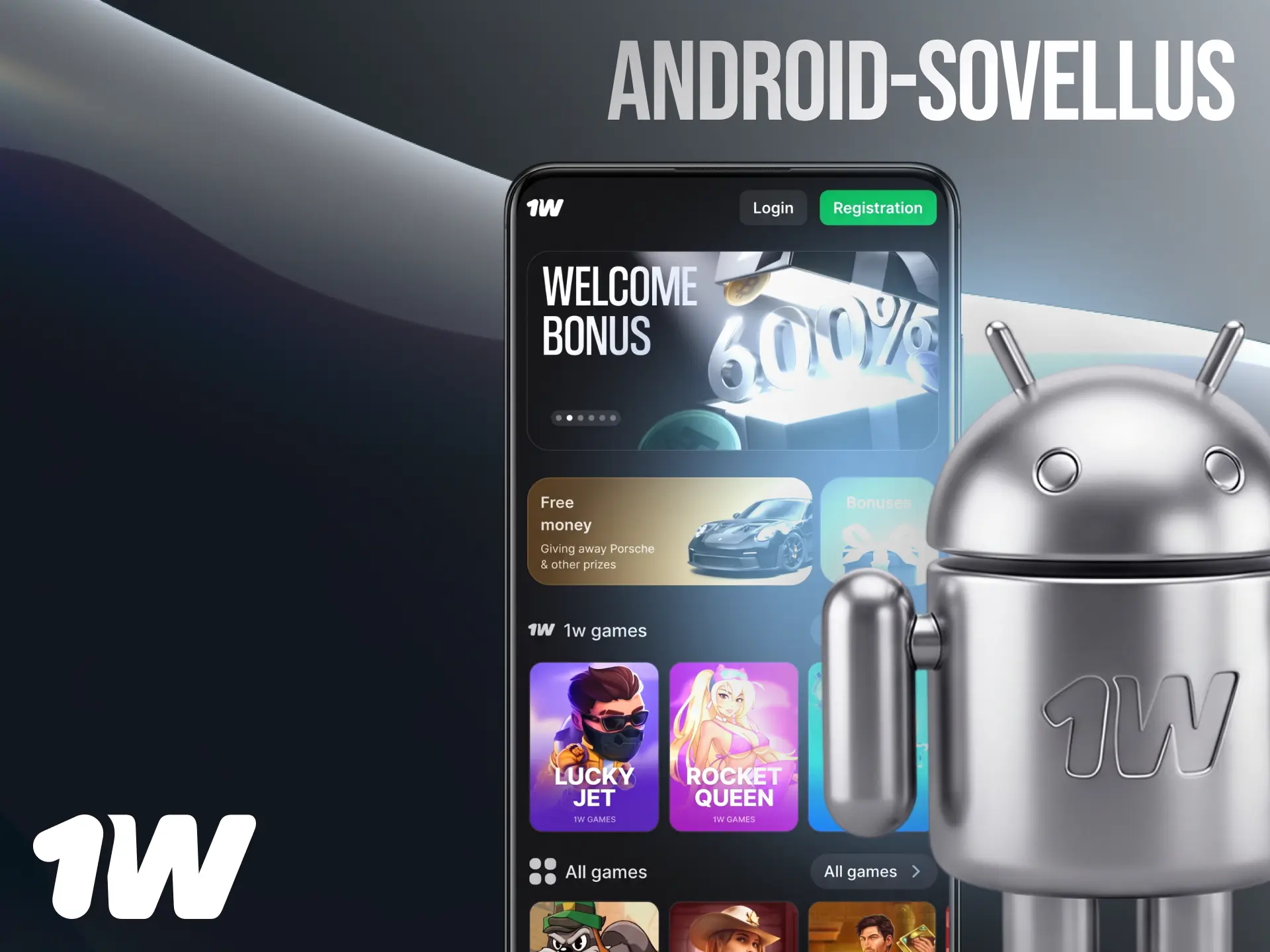 Lataa 1w Android-sovellus ja lyö vetoa suosikkilajeistasi mobiililla Suomessa.