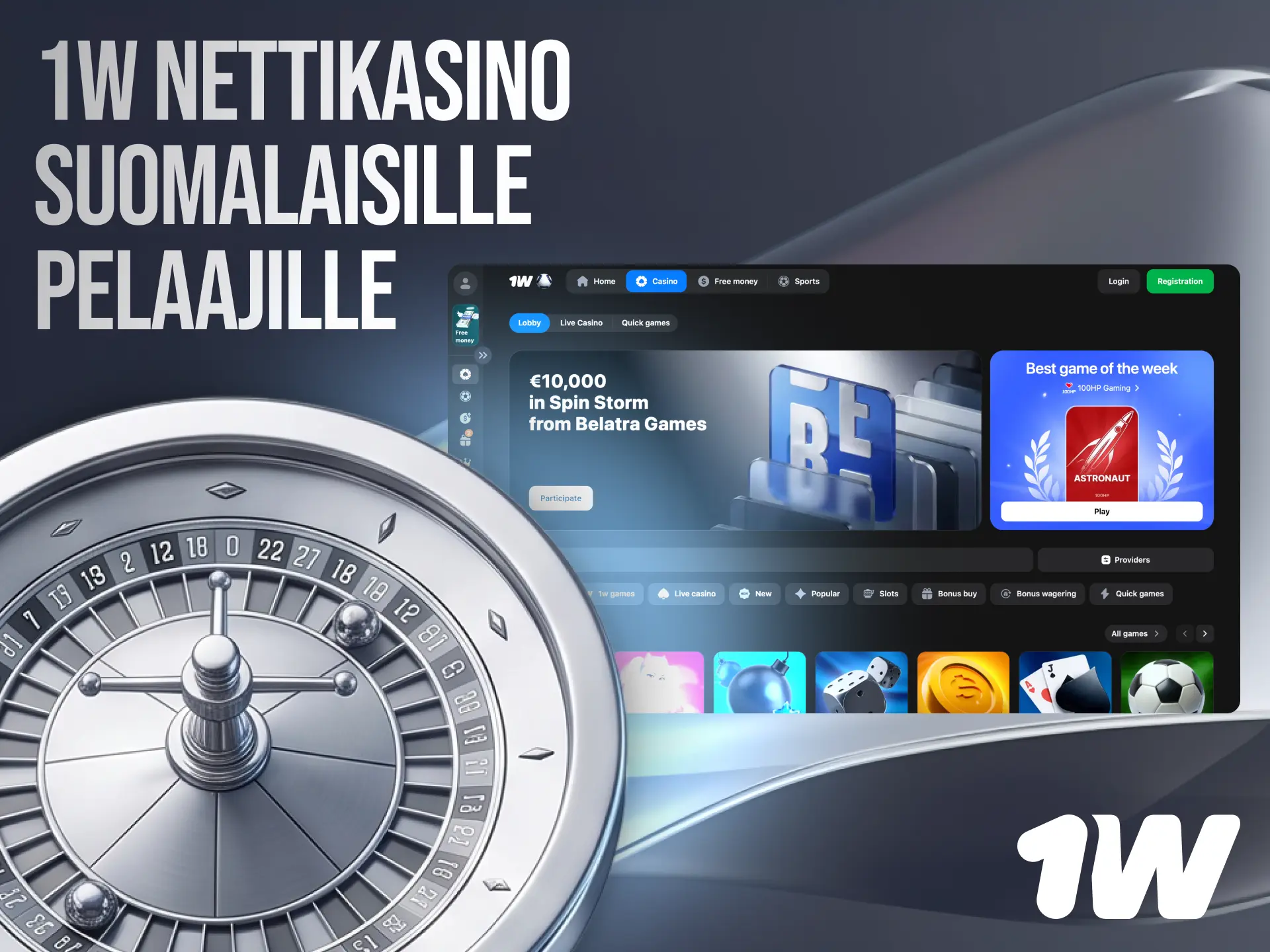 1w nettikasino suomalaisille pelaajille tuhansilla kolikkopeleillä, pöytäpeleillä ja live-kasinolla.