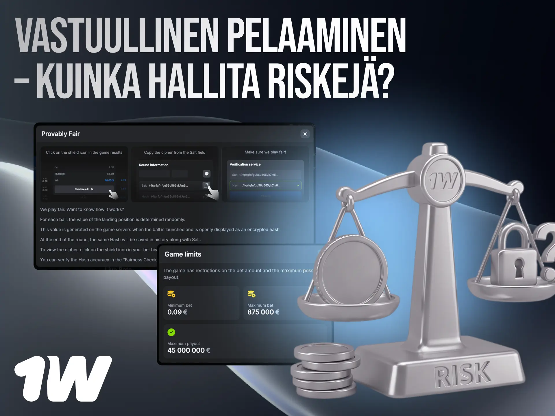 Vastuullinen pelaaminen 1w Suomessa työkaluilla riskien hallintaan Plinko-pelissä.