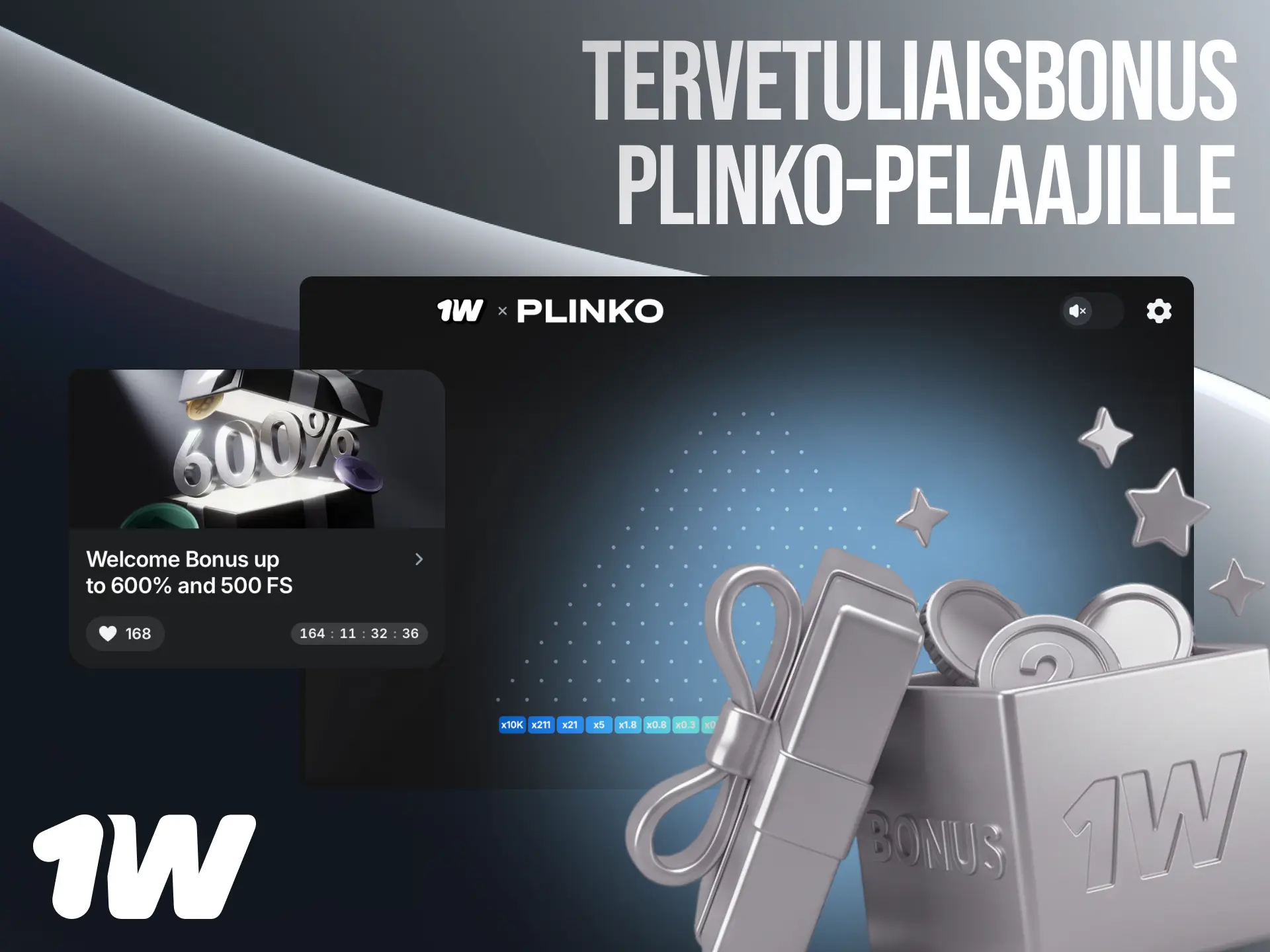 Tervetuliaisbonus Plinko-pelaajille 1w Suomessa jopa 600 % bonuksella ja ilmaiskierroksilla.