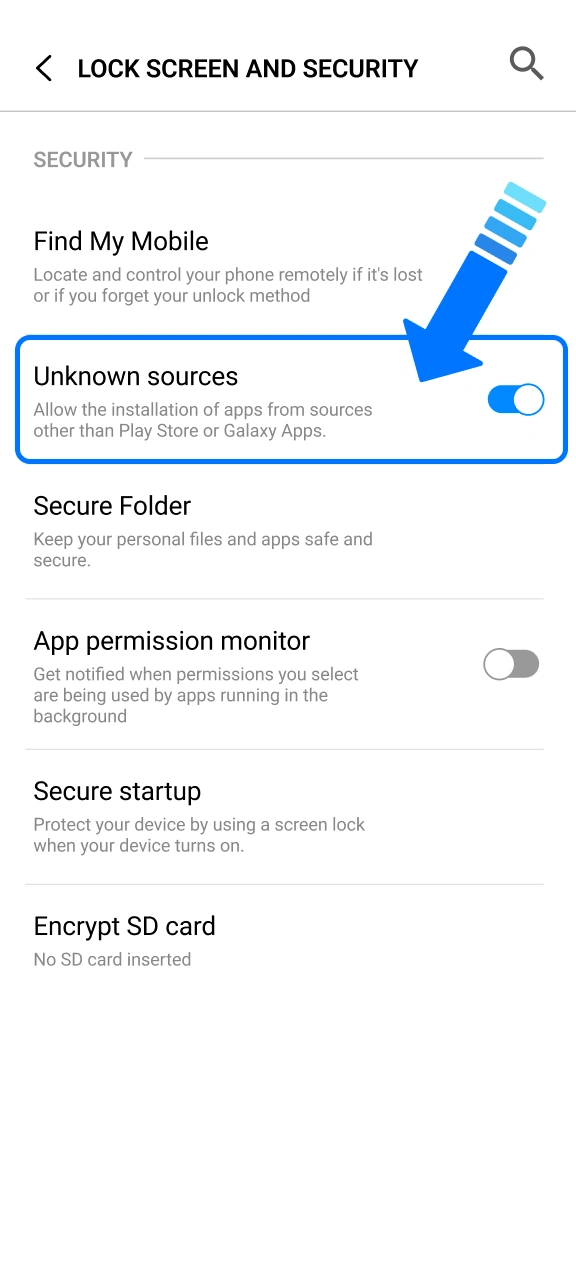 Adjust your smartphone security settings to permit the 1w software.