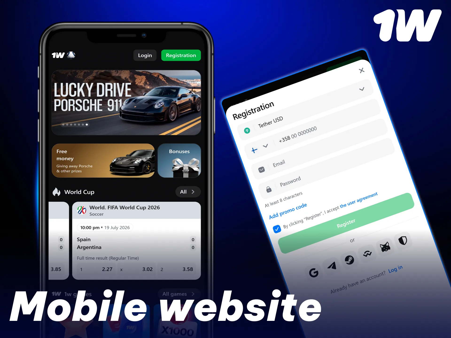 Access the adaptive web version to play games on 1w.