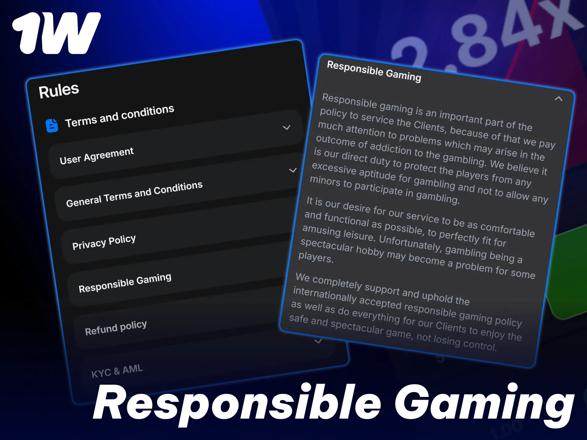 Set personal deposit limits and practice safe gambling habits at 1w.