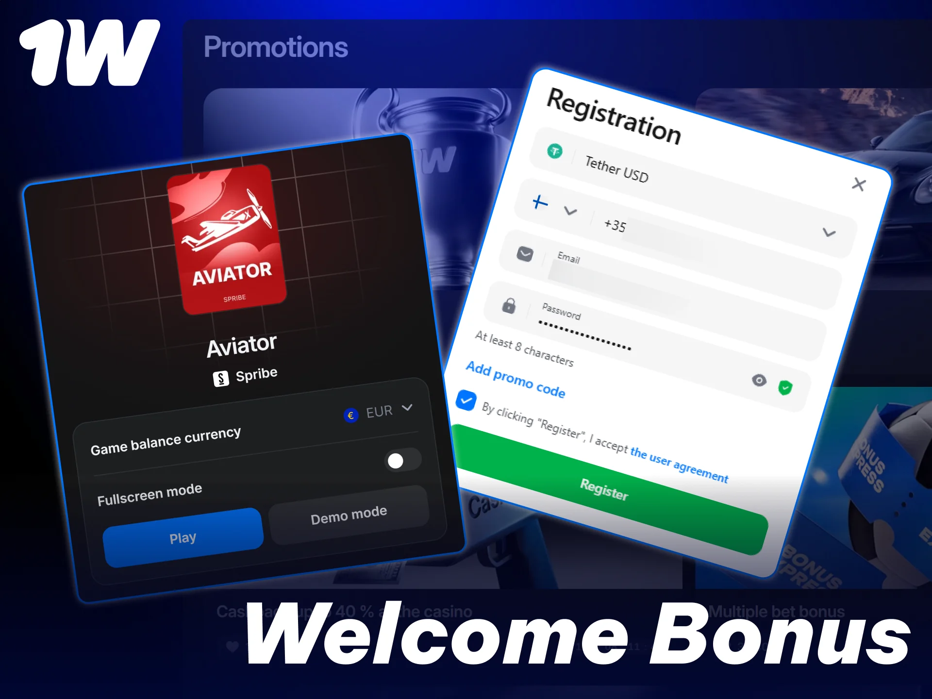 Claim your massive sign-up reward to play popular games on 1w.