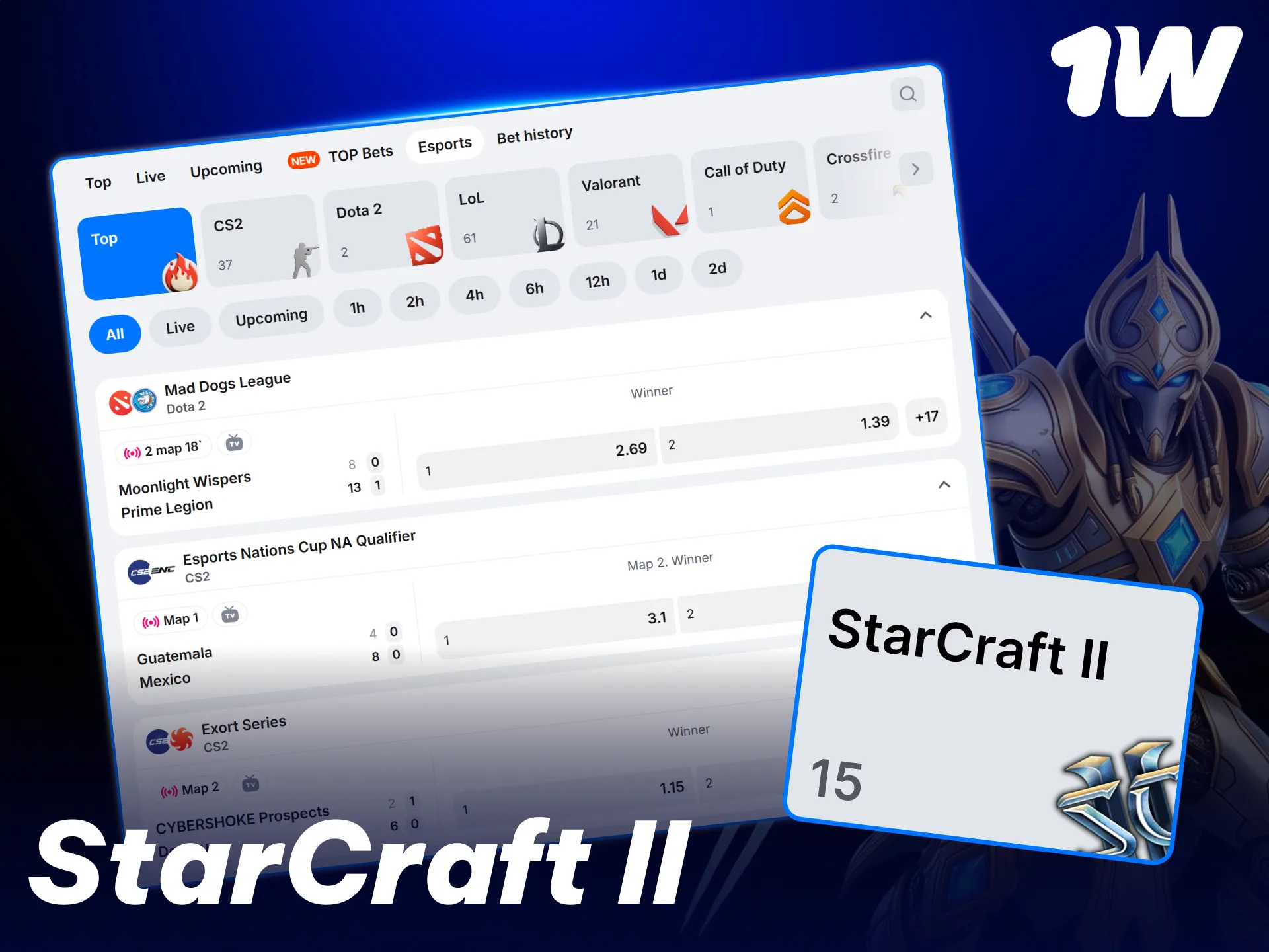 Predict strategy match outcomes by exploring StarCraft II betting lines at 1w.