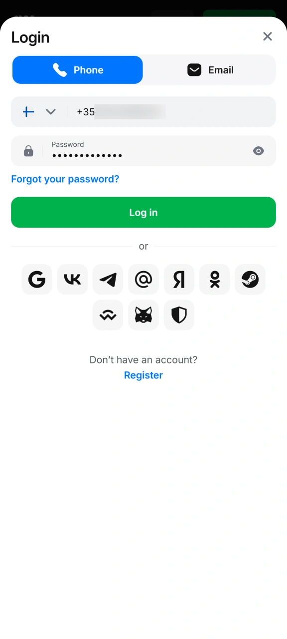 Provide your security credentials to start playing 1w games.