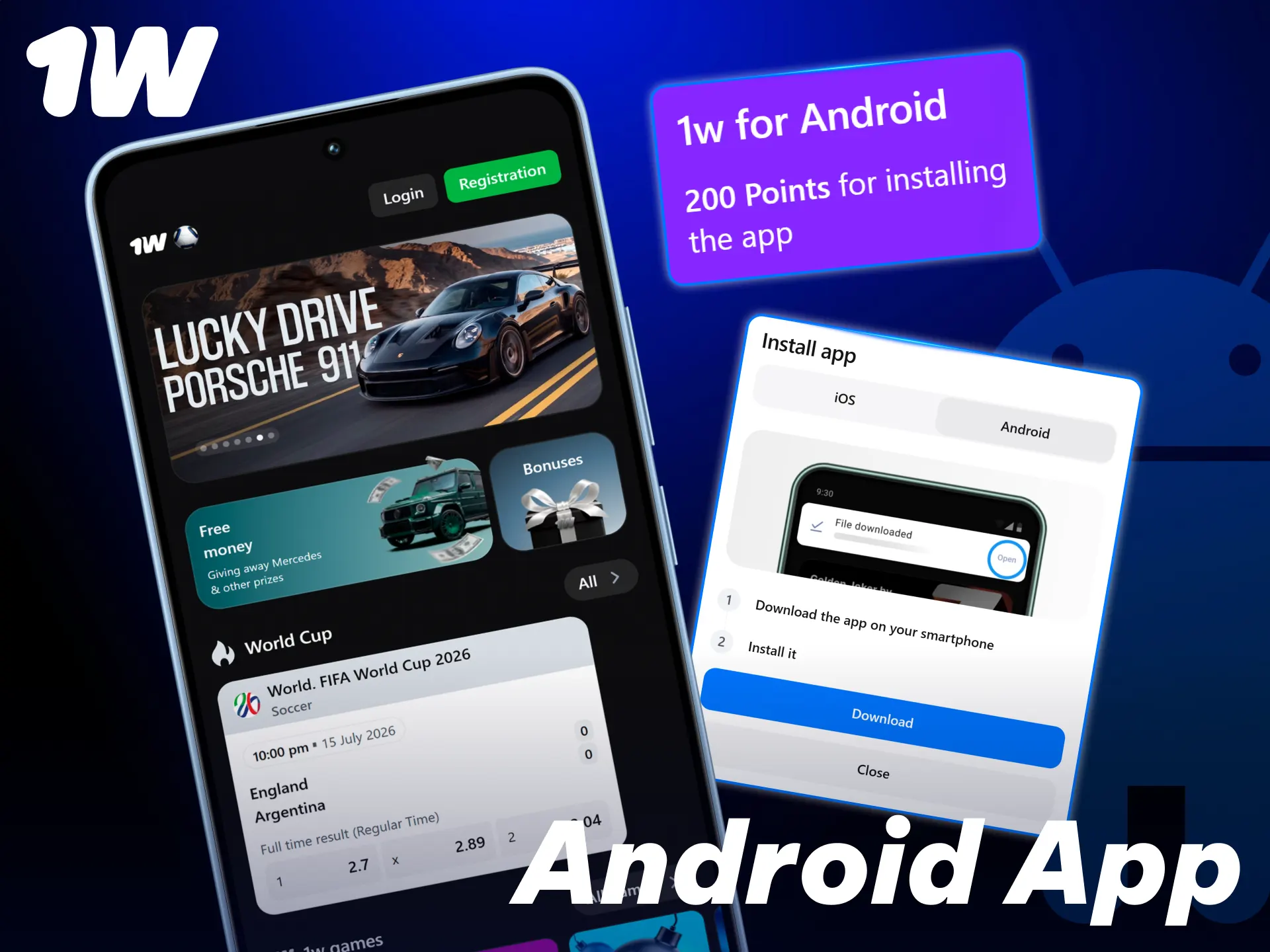 Download the specialized smartphone software to play exciting games on 1w.
