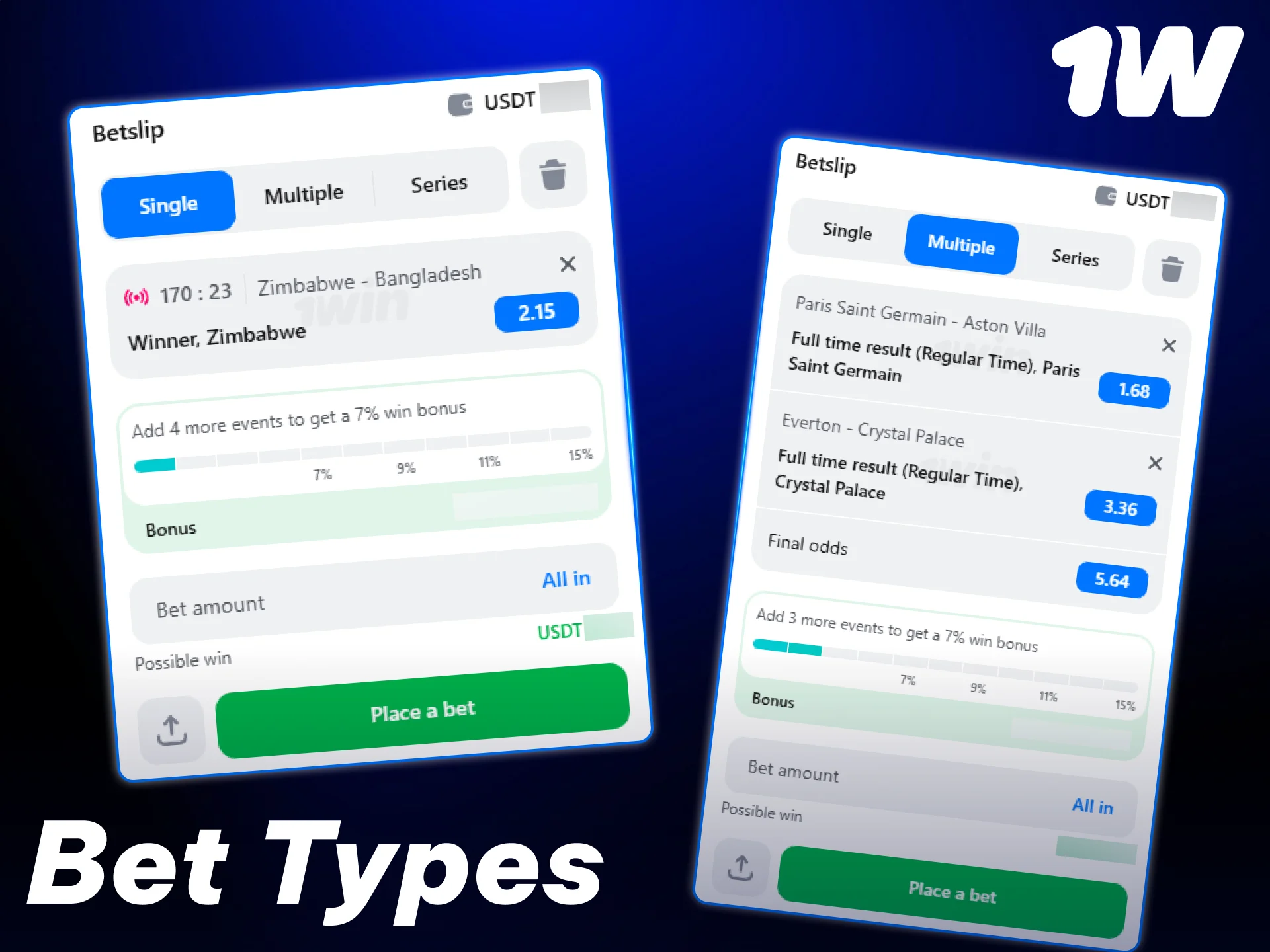 Choose your preferred wagering format to boost your payouts at 1w.