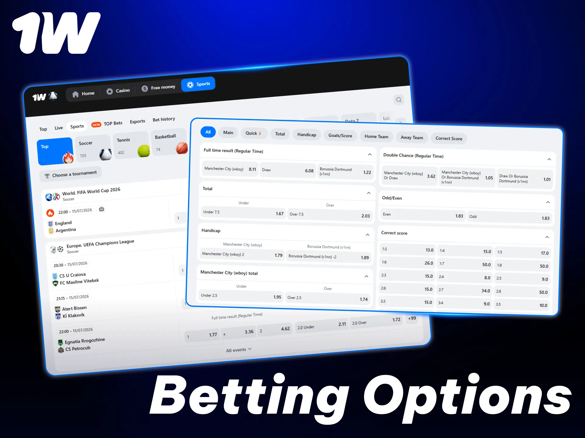 Explore top markets and maximize your winning potential at 1w.