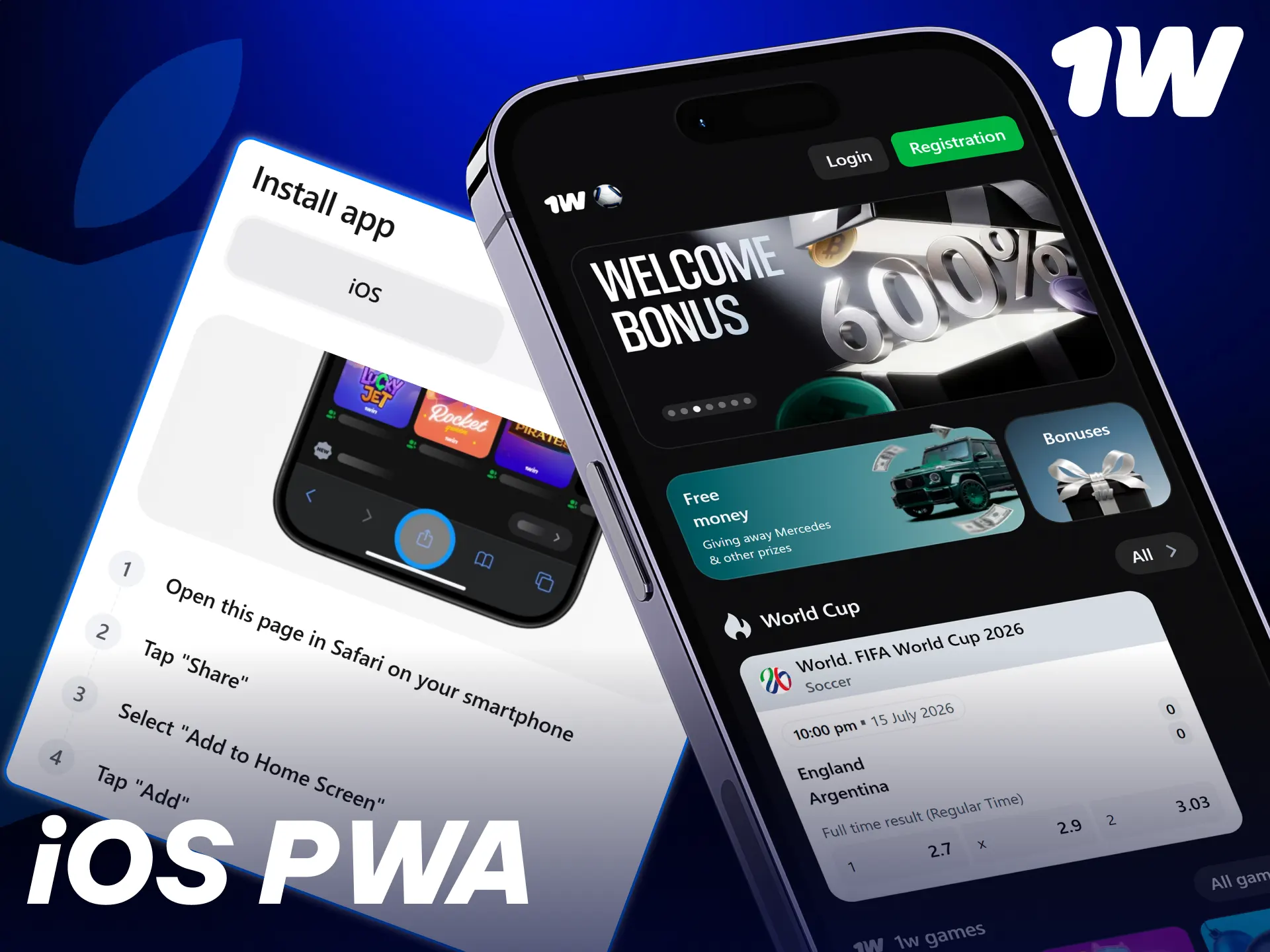 Add the progressive web application to your screen for 1w games.