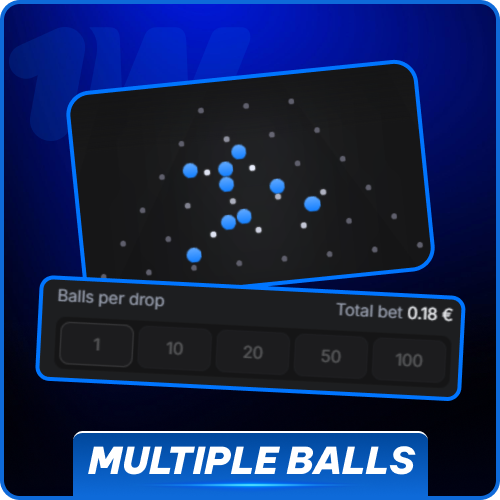 Release several spheres simultaneously to accelerate your Plinko wins at 1w.
