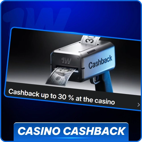 Recover a percentage of your weekly losses playing 1w casino games.