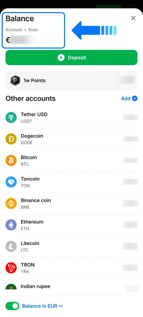 Verify your transferred balance before launching your favorite 1w games.